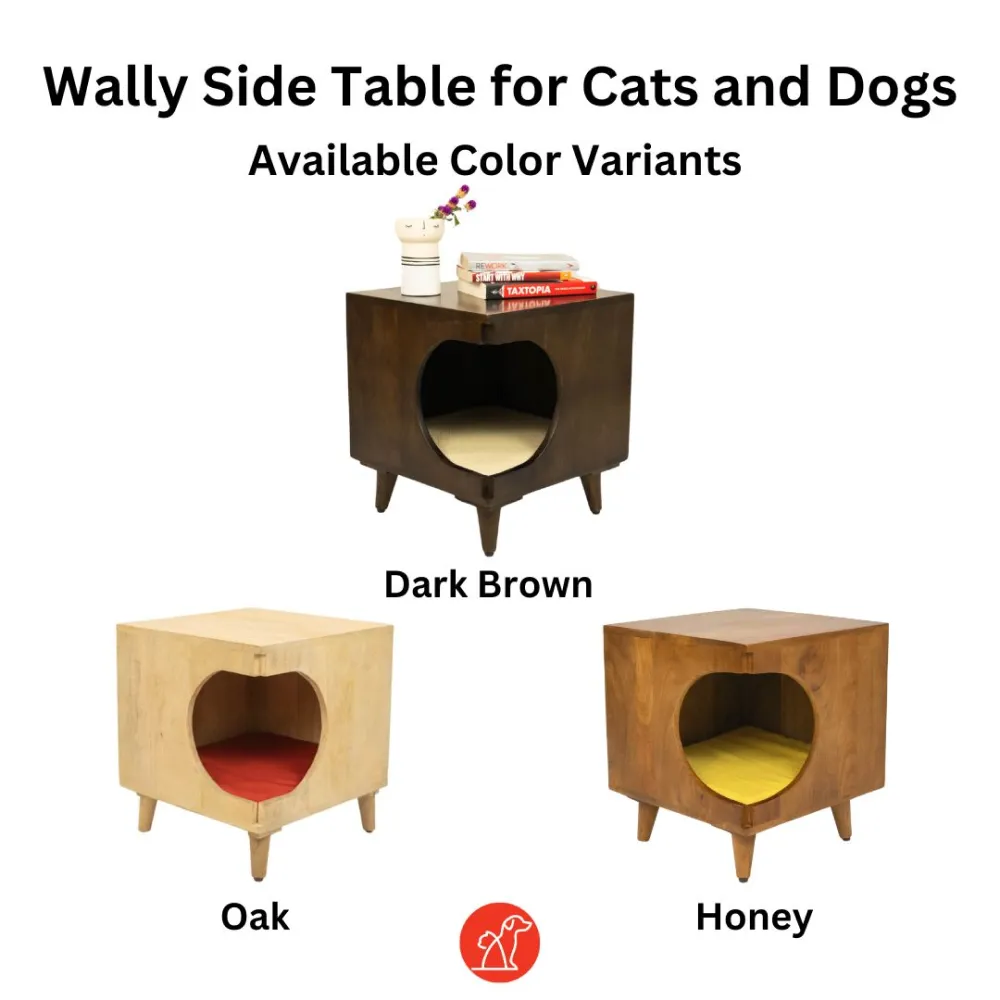 FurryLiving Wally Side Table with Cushion for Small Dogs and Cats (Oak/Cream Cushion)