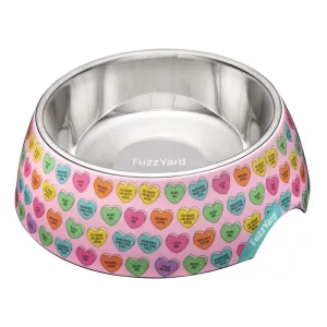 Fuzzyard Dog Bowl Melamine Candy Hearts M