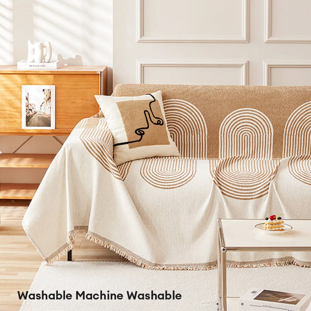 Geometric Pattern Reversible Chenille Throw Couch Cover