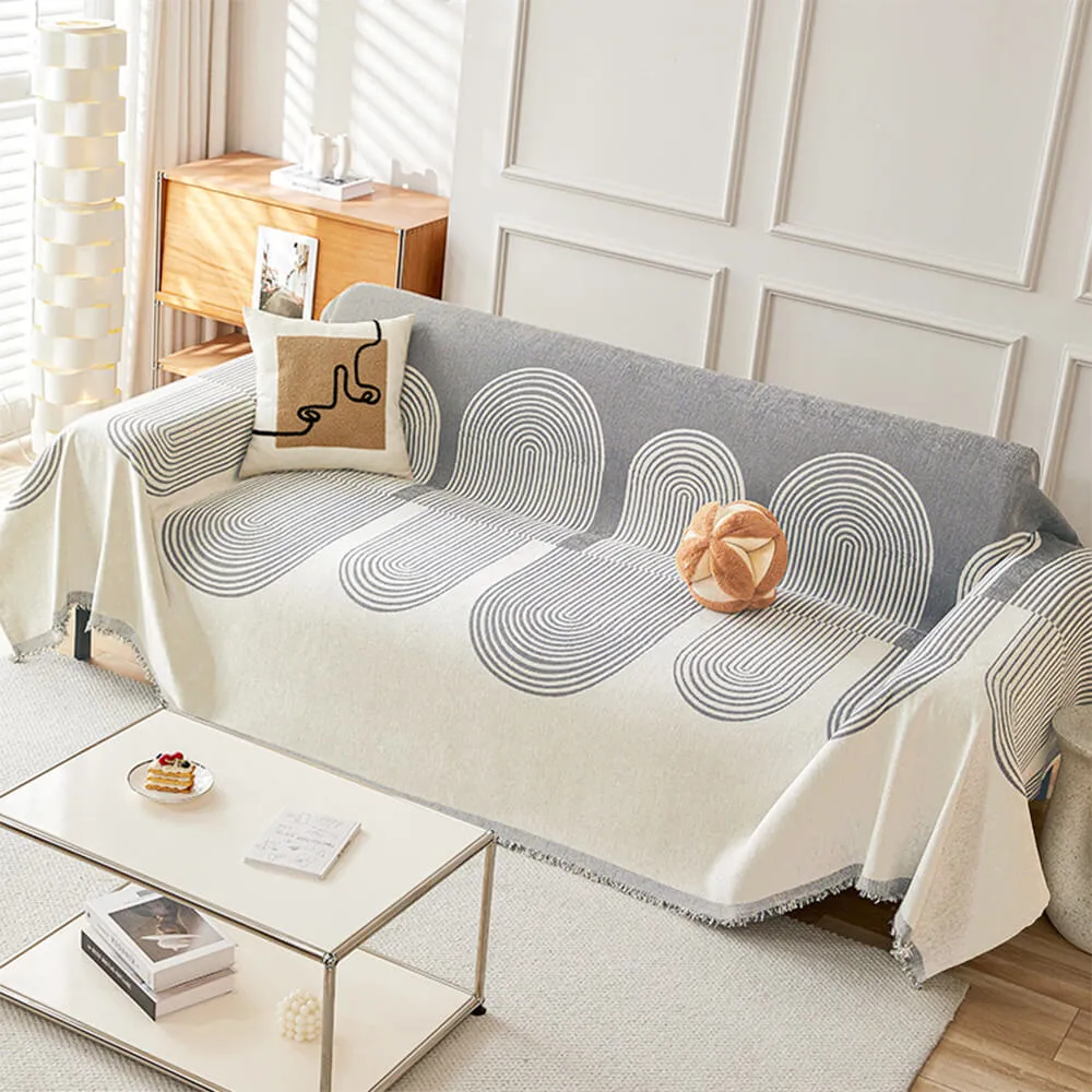 Geometric Pattern Reversible Chenille Throw Couch Cover
