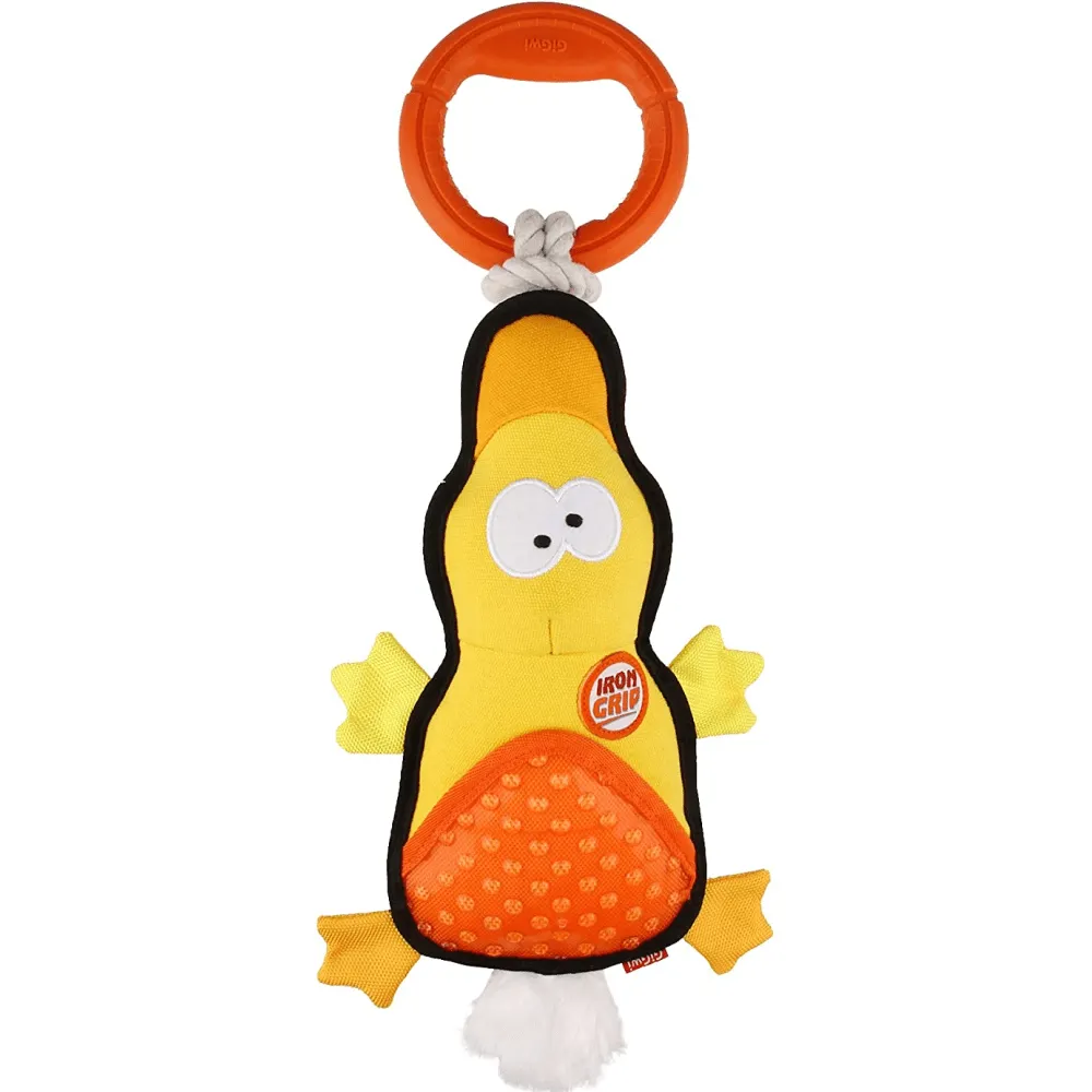 GiGwi Iron Grip Duck Plush with TRP Handle Toy for Dogs (Yellow)