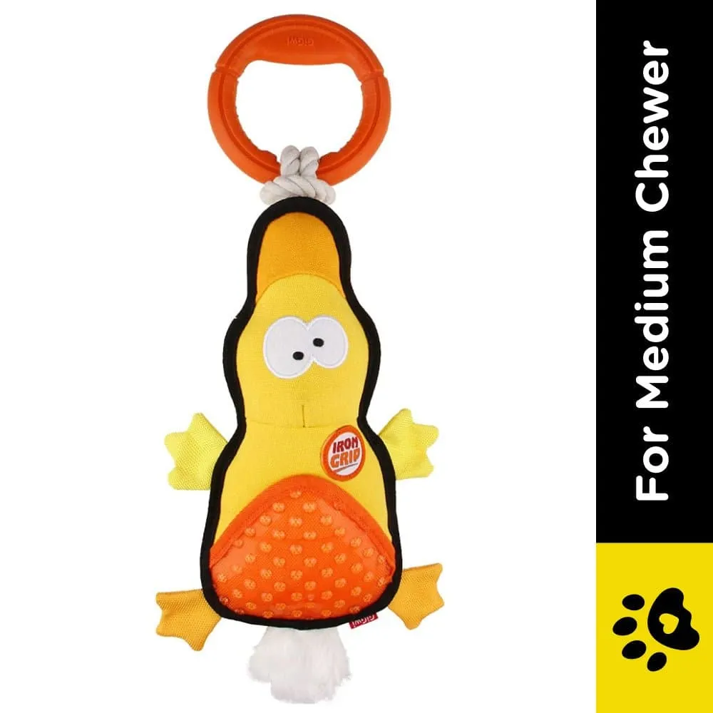 GiGwi Iron Grip Duck Plush with TRP Handle Toy for Dogs (Yellow)