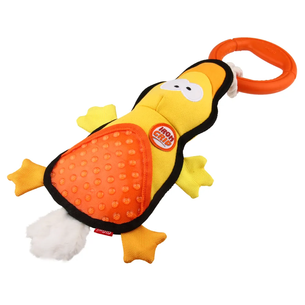 GiGwi Iron Grip Duck Plush with TRP Handle Toy for Dogs (Yellow)