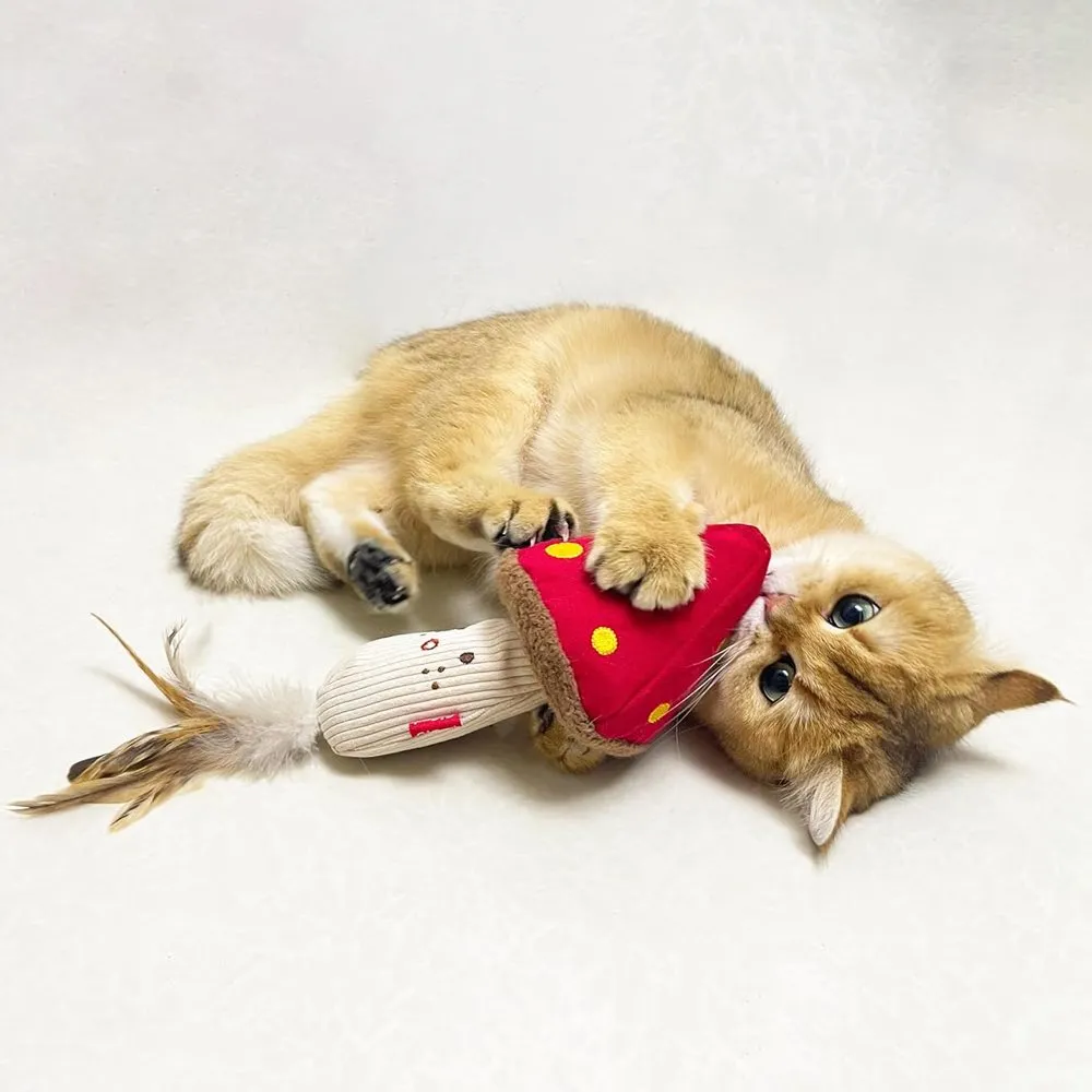 GiGwi Meow Than 1 Catnip Plush Cat Toy (Mushroom Cap With Stem)