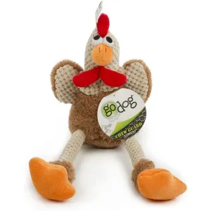 GoDog Checkers   Fat White Rooster with Chew Guard Technology Durable Plush Squeaker Dog Toy, Mini
