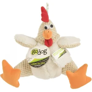 GoDog Checkers  Fat White Rooster with Chew Guard Technology Durable Plush Squeaker Dog Toy