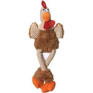GoDog Checkers  Skinny Brown Rooster with Chew Guard Technology Durable Plush Squeaker Dog Toy