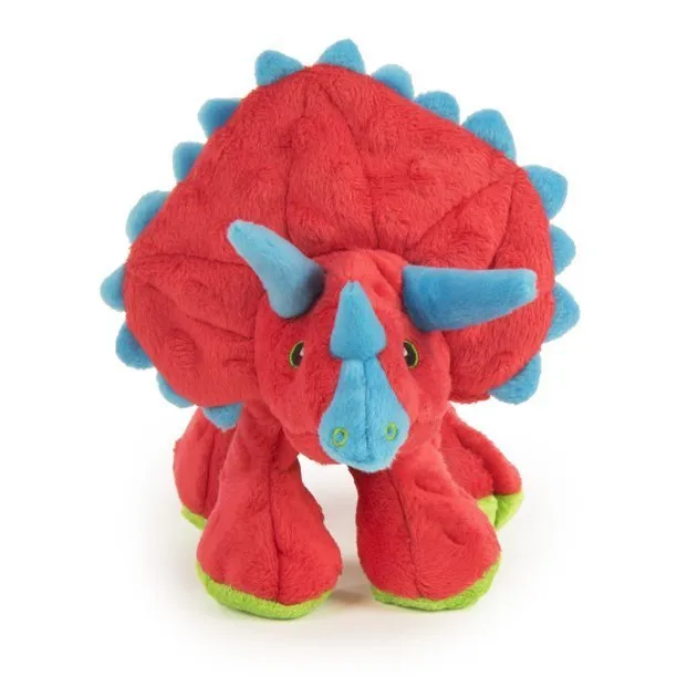 GoDog Dinos   Frills with Chew Guard Technology Durable Plush Squeaker Dog Toy