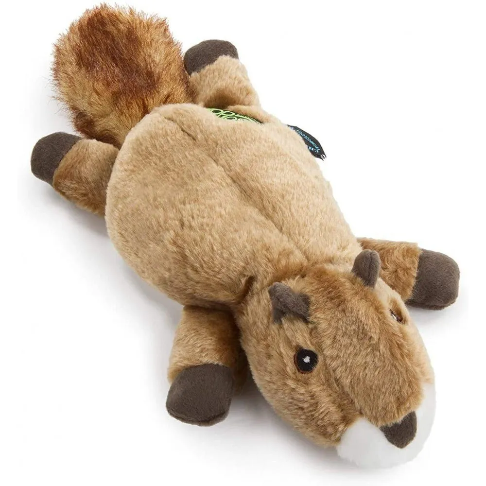 GoDog Flatz  Squirrel with Chew Guard Technology Durable Plush Squeaker Dog Toy