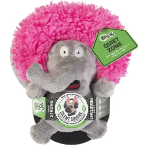 GoDog Silent Squeak Crazy Hairs Elephant with Chew Guard Technology Durable Plush Dog Toy