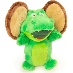 GoDog Silent Squeak Flips Gator Monkey with Chew Guard Technology Durable Plush Dog Toy