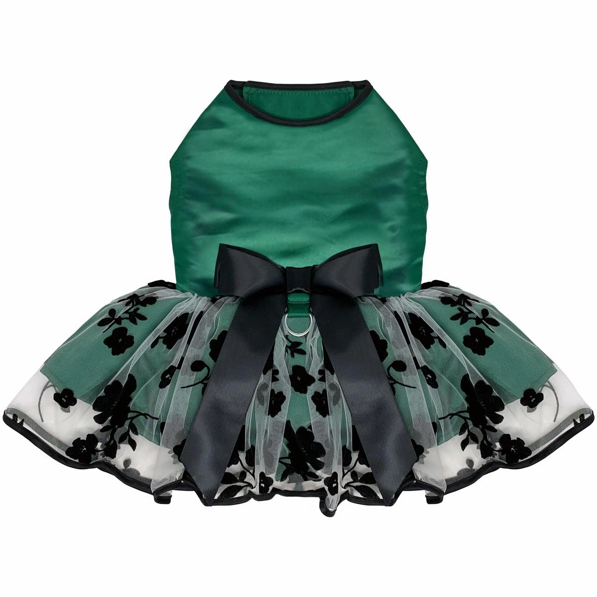 Green and Black Satin Dog Dress