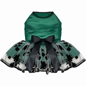 Green and Black Satin Dog Dress