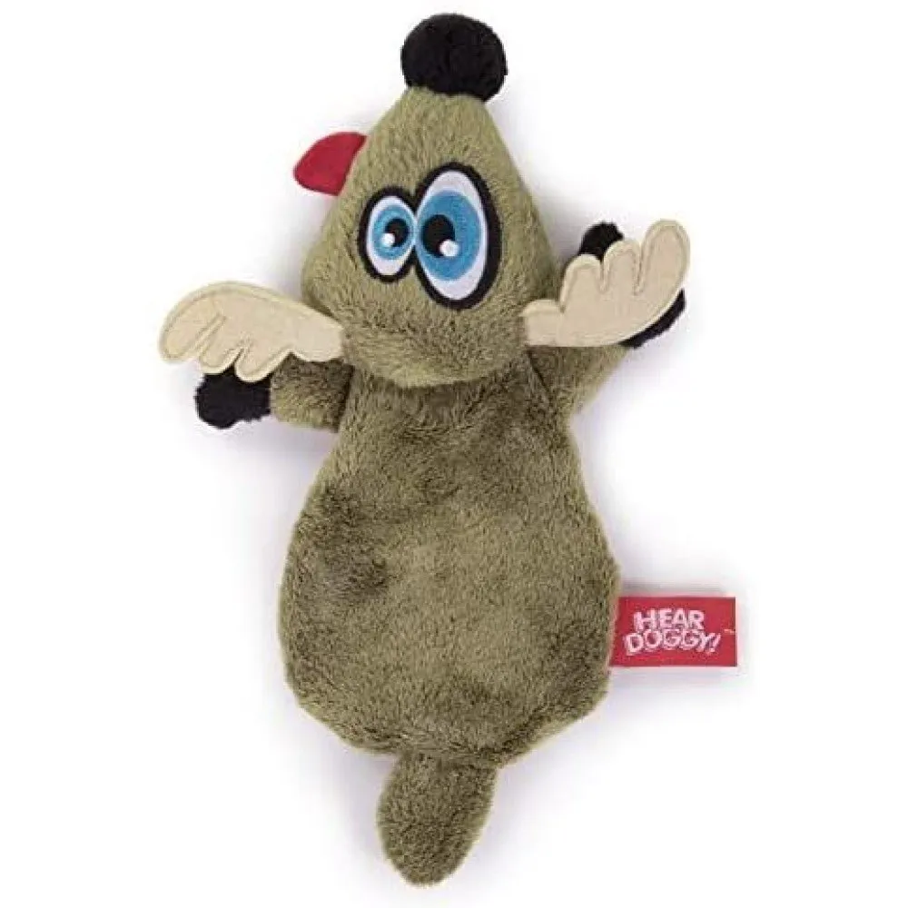 HEAR DOGGY! Flattie  Deer with Silent Squeak Technology Plush Dog Toy