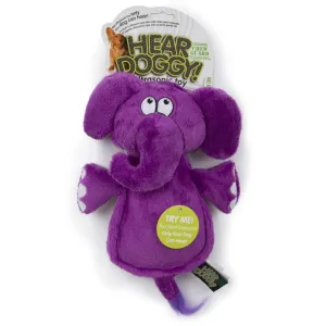 HEAR DOGGY! Flattie  Elephant with Chew Guard Technology and Silent Squeak Technology Plush Dog Toy