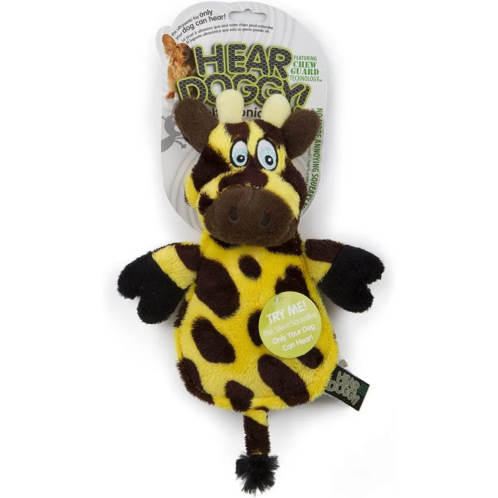 HEAR DOGGY! Flattie  Giraffe with Chew Guard Technology and Silent Squeak Technology Plush Dog Toy