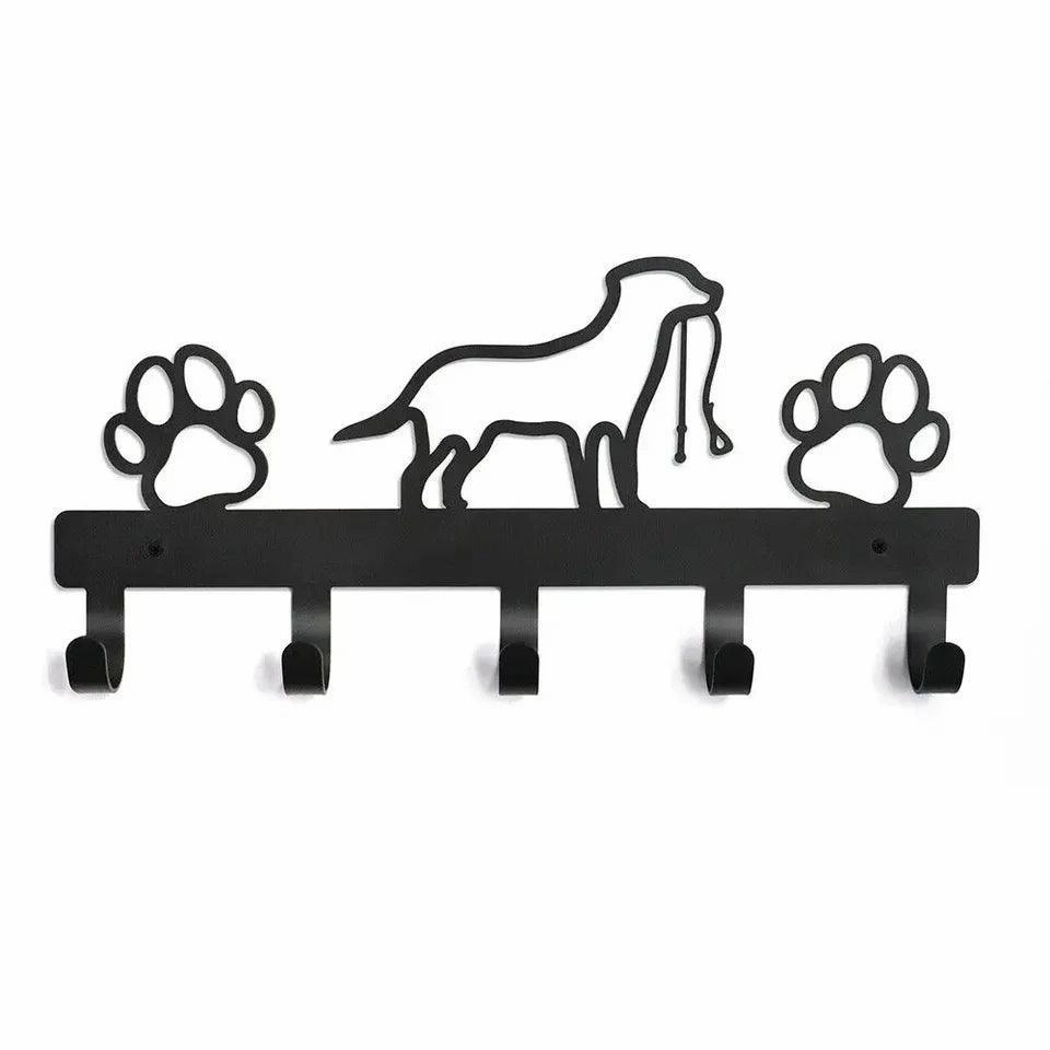 HelloYoung 5 Hooks Metal Paw Pet Dog Hanger Rack
