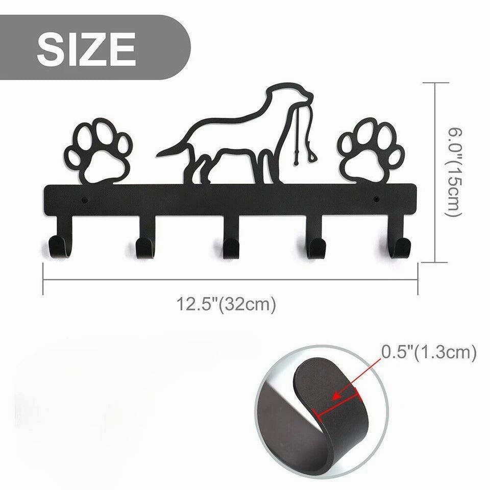 HelloYoung 5 Hooks Metal Paw Pet Dog Hanger Rack