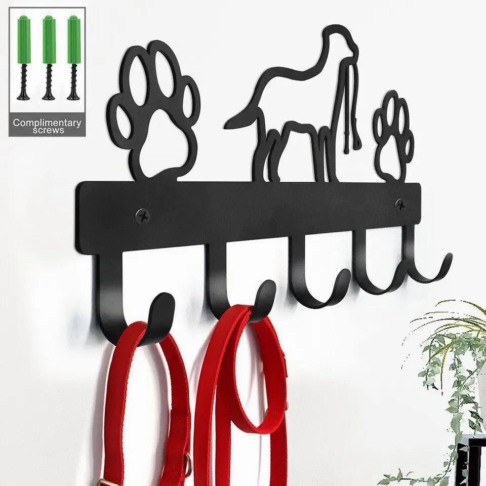 HelloYoung 5 Hooks Metal Paw Pet Dog Hanger Rack