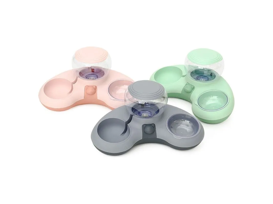 Hoopet Crescent-Shaped Drinking And Feeding Double Bowl-39x16x20Cm
