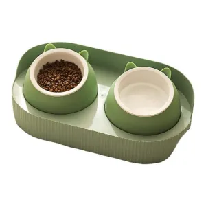 HOOPET pet bowl (avocado color) two   matching rack (green)41.5*22.5*12cm