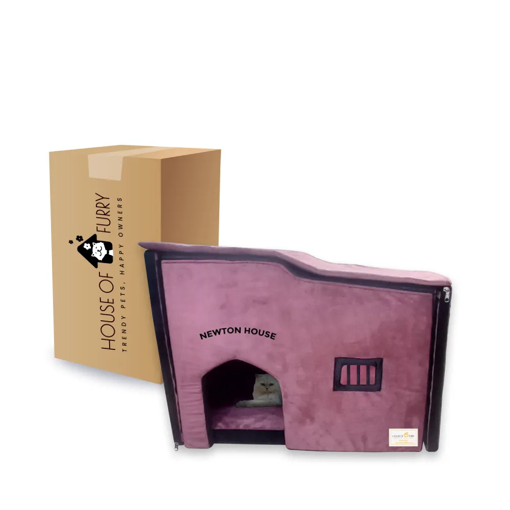 House of Furry Newton Premium Soft Turkish Velvet Hut House for Cats (Bricks)