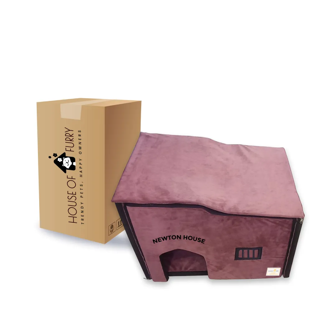 House of Furry Newton Premium Soft Turkish Velvet Hut House for Cats (Bricks)