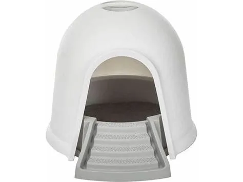 IGLOO CAT LITTER BOX - 2 IN 1 WHITE & GREY
