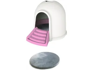 IGLOO CAT LITTER BOX - 2 IN 2 WHITE & PINK