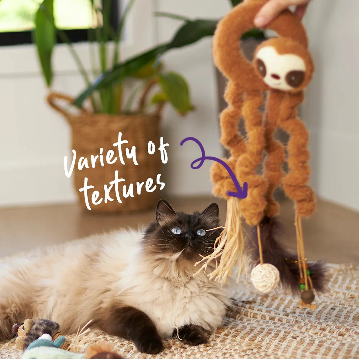 Kazoo Long Legged Sloth Cat Toy