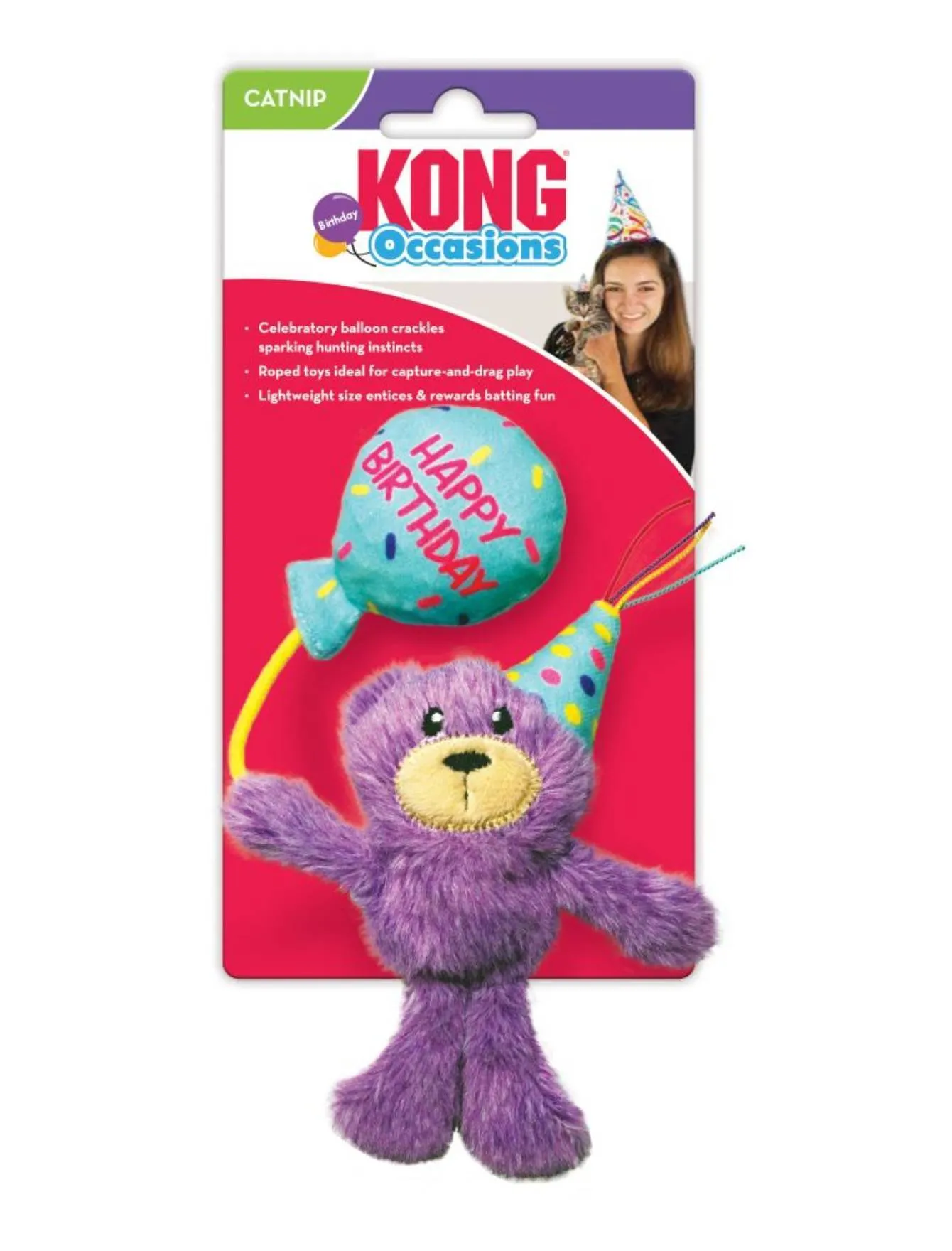 Kong Cat Occasions Birthday Teddy Cat Toy