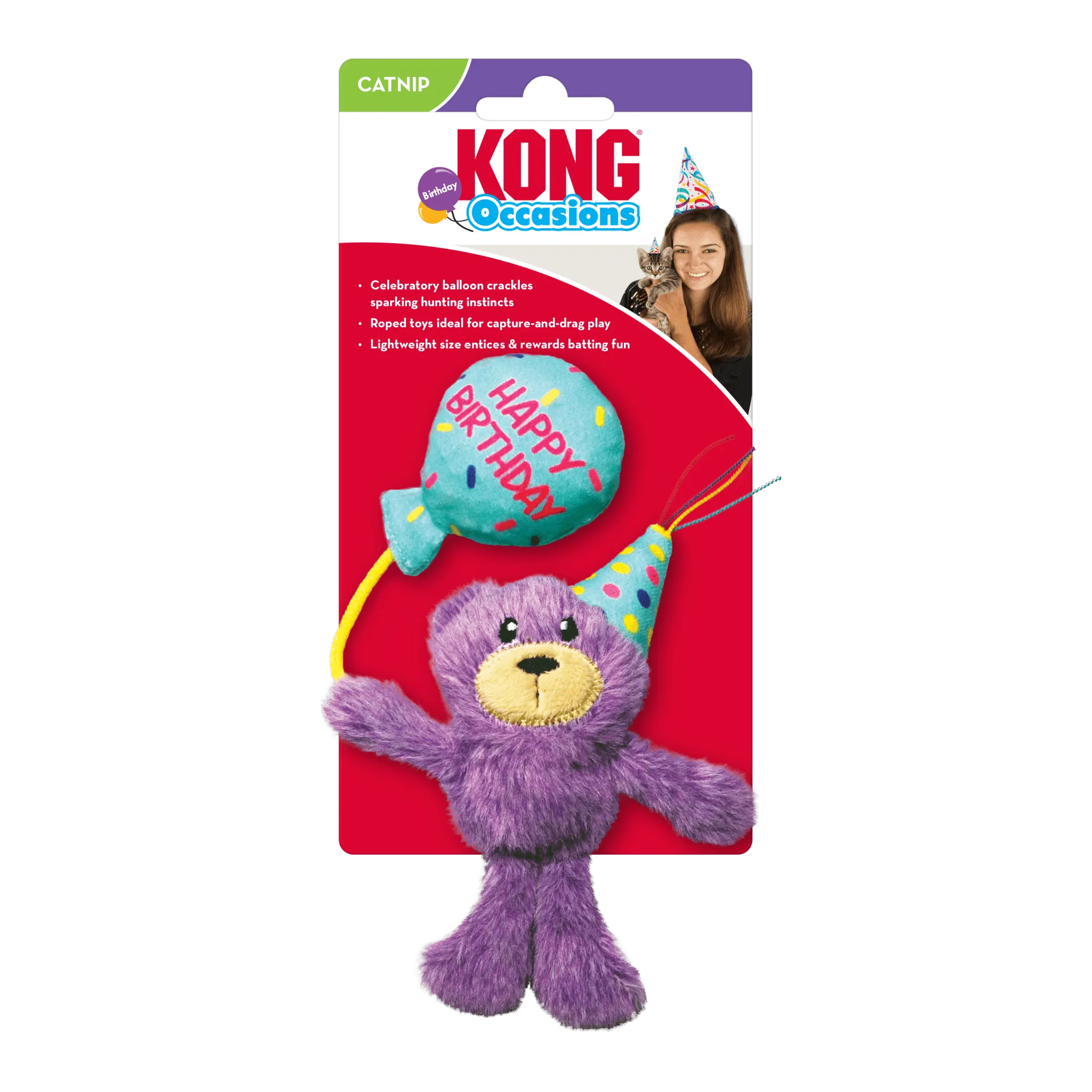 Kong Cat Occasions Birthday Teddy Cat Toy