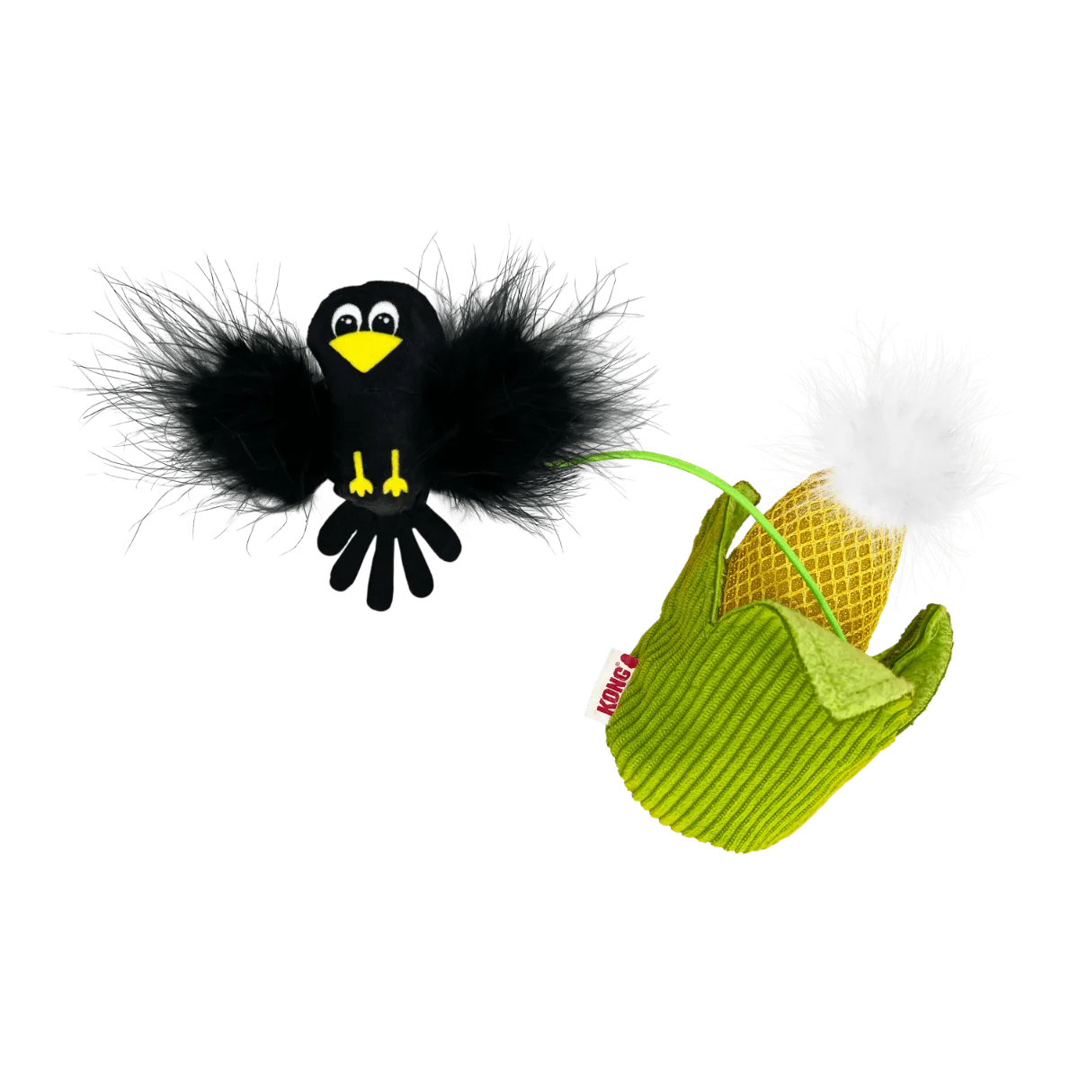 Kong Flingaroo Corny Plush Feather Cat Toy