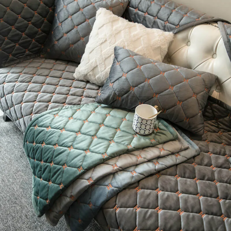 Luxury Quilted Velvet Non-Slip Couch Cover