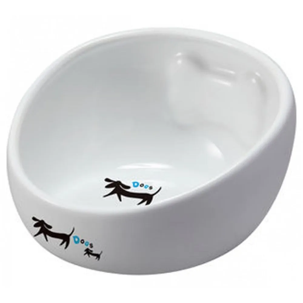 Marukan Bone Shape Ceramic Dog Bowl