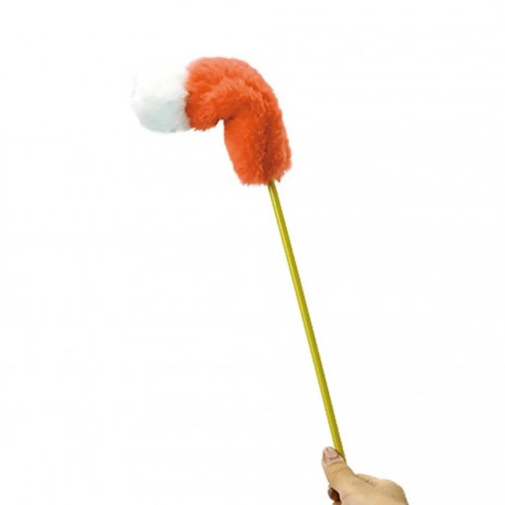 Marukan Orange Tail Teaser with Bell Wand Cat Toy