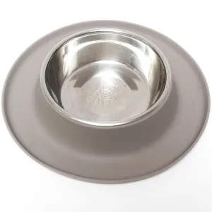 Messy Mutts Single Silicone Feeder With Stainless Steel Dog Bowl (Grey)