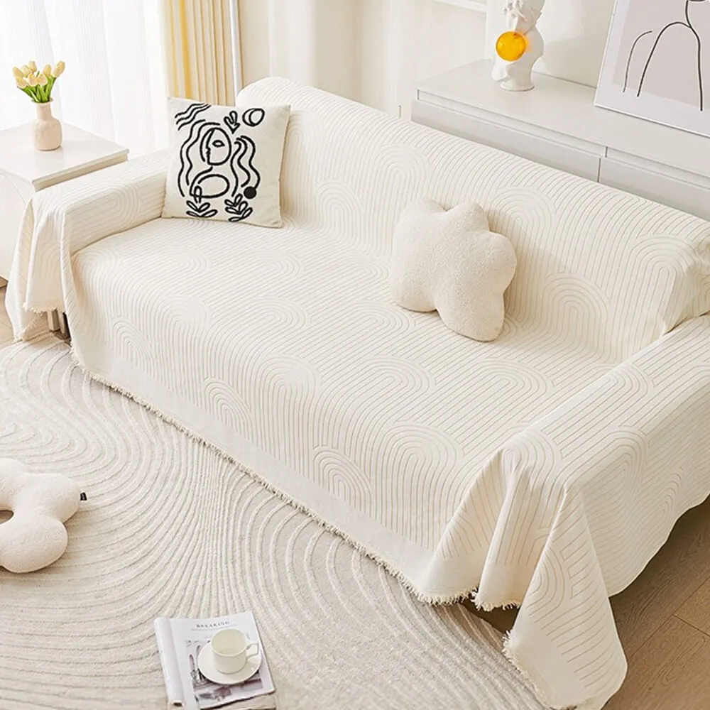 Minimalist Arch Motif Scratch-Resistant Chenille Throw Couch Cover
