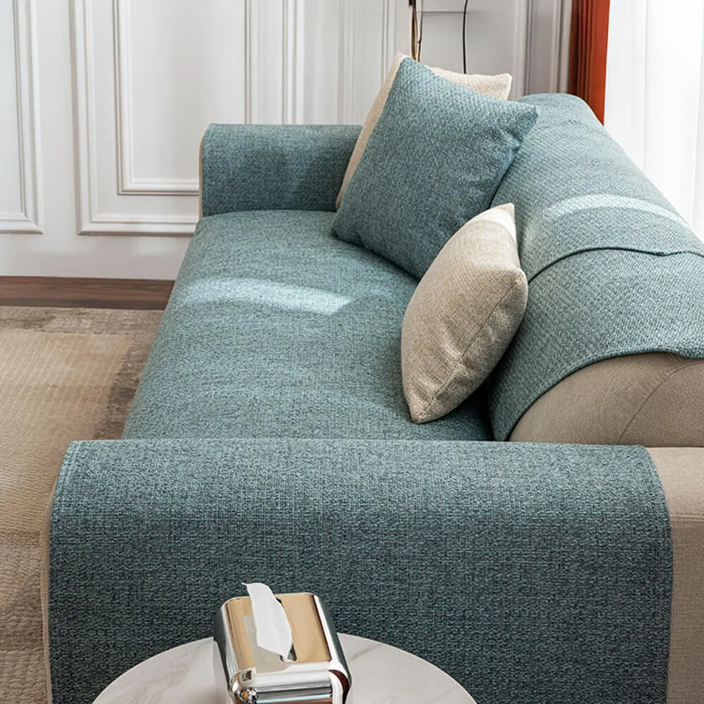 Minimalist Solid Color Breathable Faux Linen Couch Cover