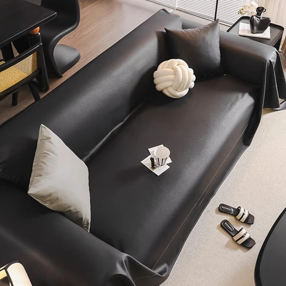 Modern Faux Leather Anti-Scratch Throw Couch Cover