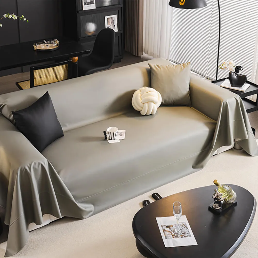 Modern Faux Leather Anti-Scratch Throw Couch Cover