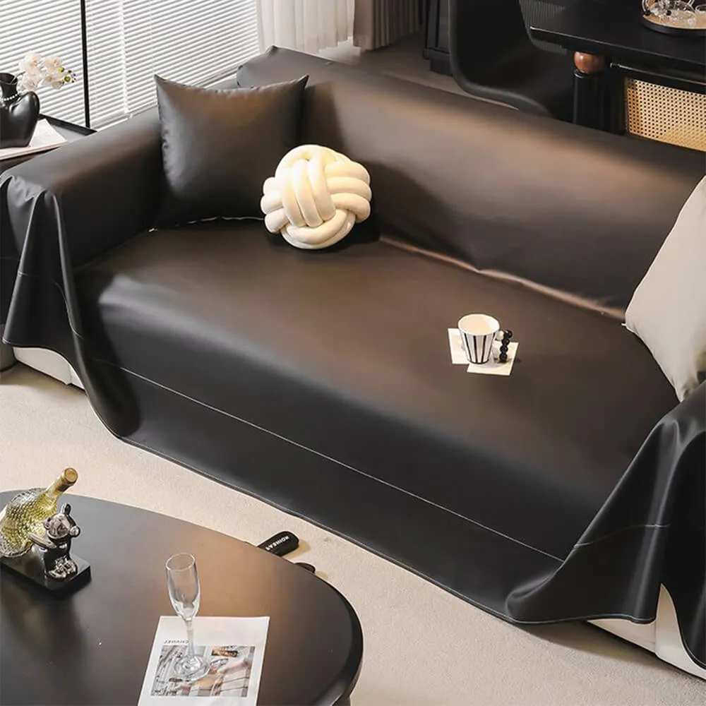 Modern Faux Leather Anti-Scratch Throw Couch Cover