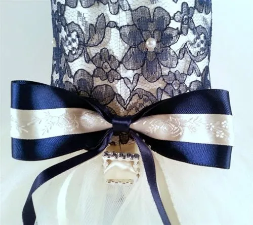 Navy Lace n' Pearls Harness Dress