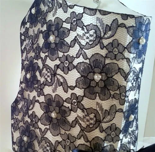 Navy Lace n' Pearls Harness Dress