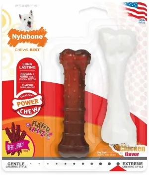 Nylabone Beefy Twin Pack, Beef Jerky & Chicken Regular