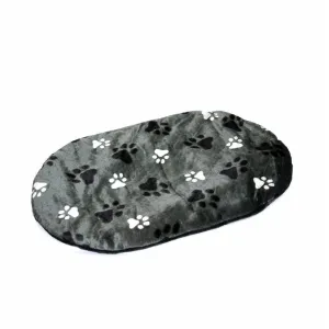 Oval cushion with paw print 54x35x5cm grey