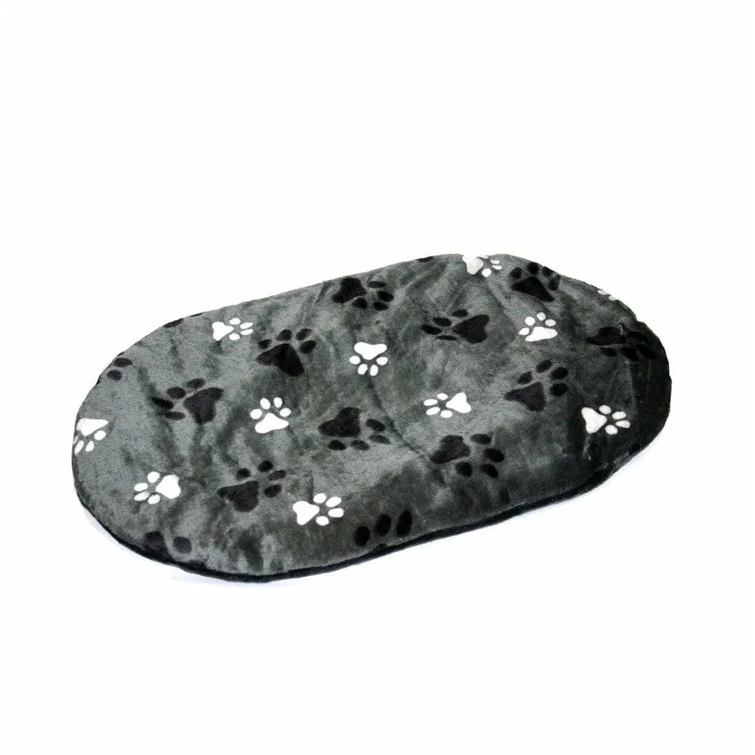 Oval cushion with paw print 54x35x5cm grey
