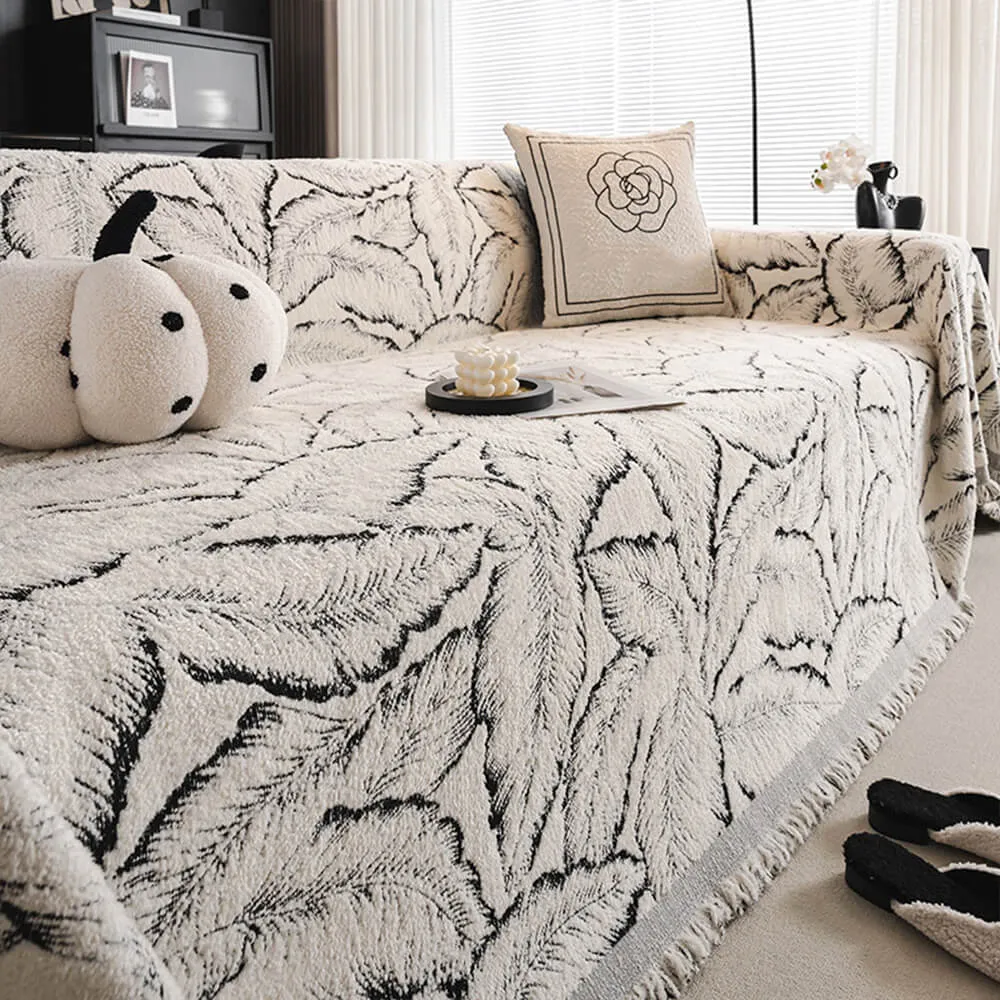 Palm Leaf Print Thickened Sofa Protection Multi-Purpose Throw Couch Cover