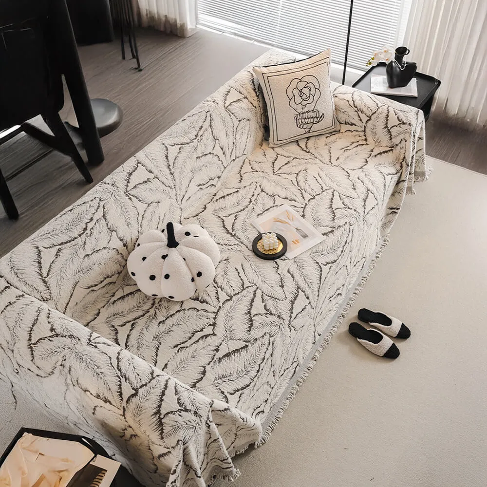 Palm Leaf Print Thickened Sofa Protection Multi-Purpose Throw Couch Cover