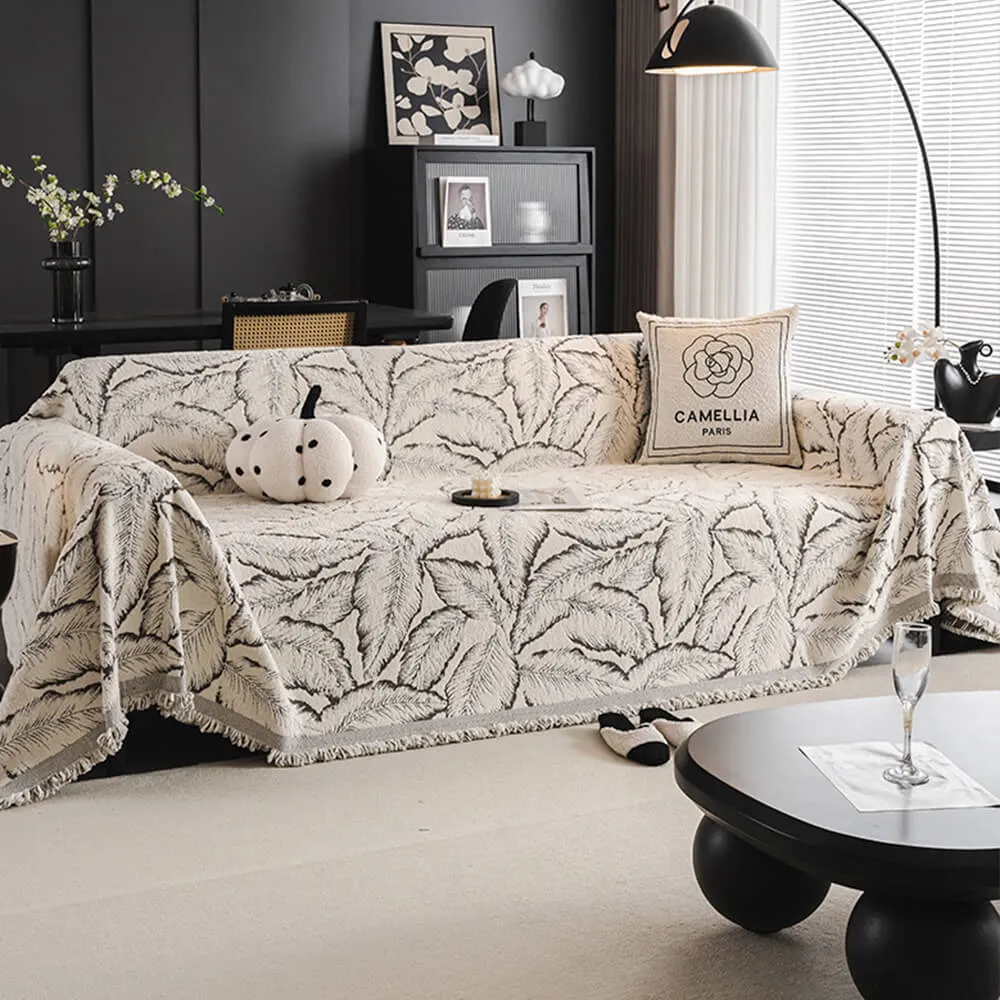 Palm Leaf Print Thickened Sofa Protection Multi-Purpose Throw Couch Cover